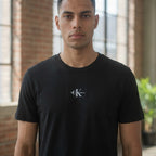 Calvin Klein Jeans Black Short-Sleeve T-Shirt with White Log