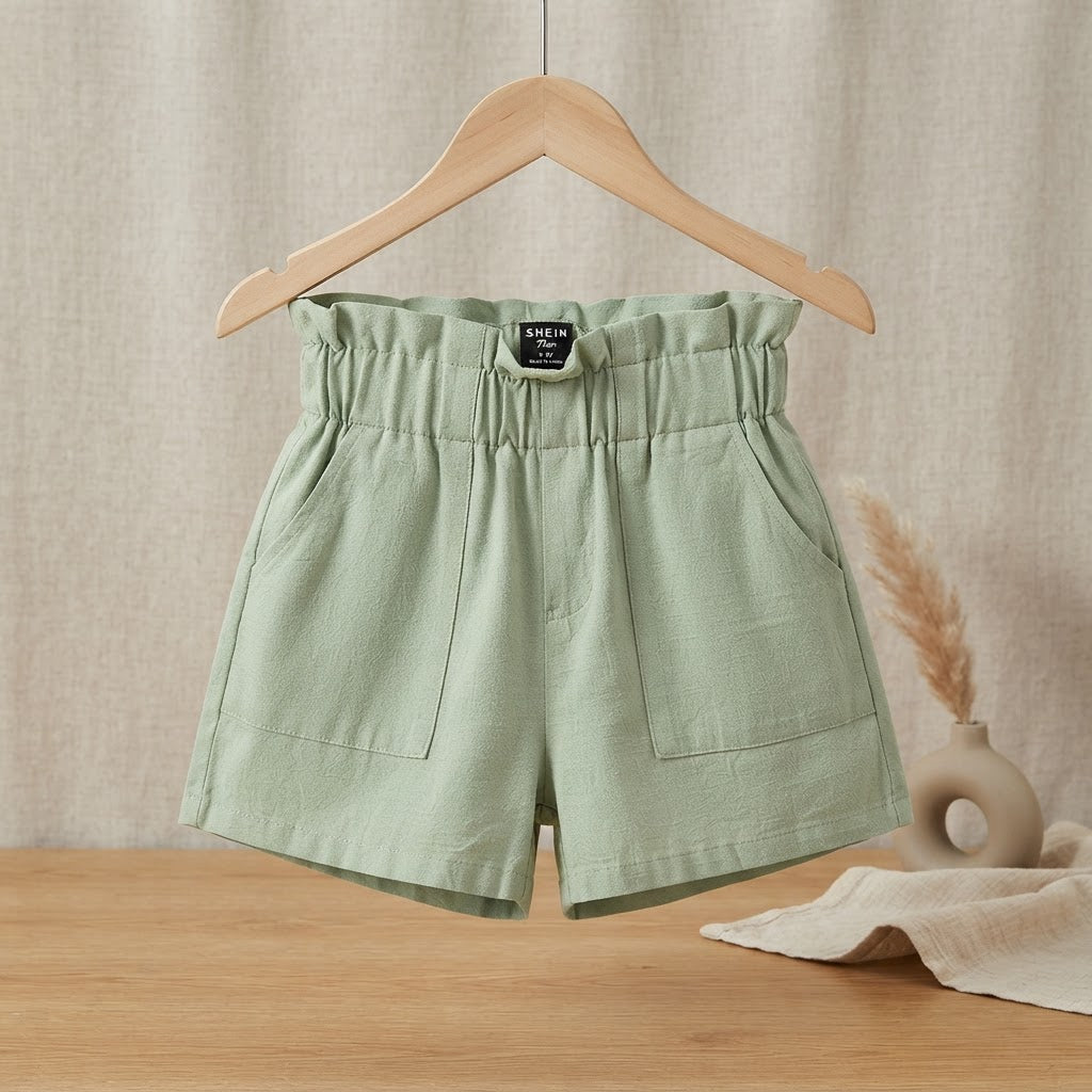 SHEIN SHEIN Sage Green Paperbag Waist Relaxed Fit Shorts