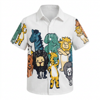 SHEIN White Short-Sleeve Safari Animal Print Kids Shirt