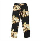 Women's Floral Print Slim-Fit Tailoblack Trousers in Black