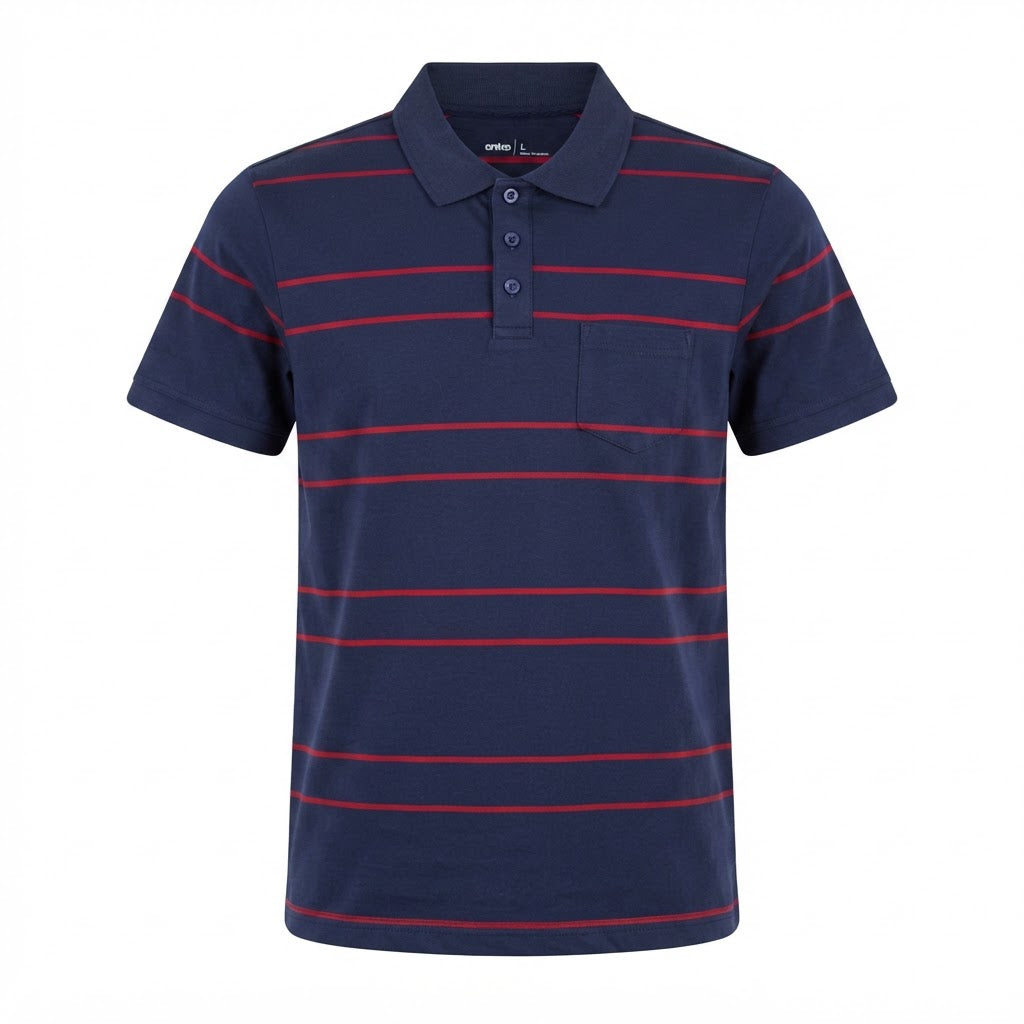 Anko Anko Navy and Red Striped Cotton Jersey Polo Shirt