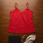 SHEIN Red SHEIN Broderie Anglaise V-Neck Spaghetti Strap Cam