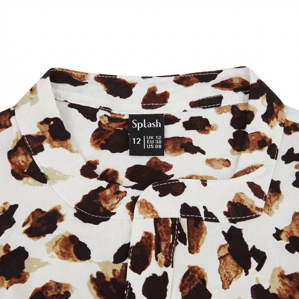 Splash Women's White Animal Print Long-Sleeve Blouse