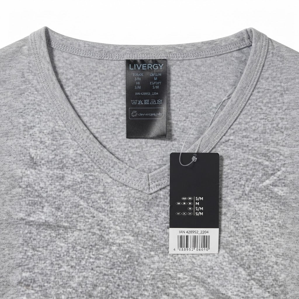 LIVERGY Men's Heather Grey V-Neck Cotton Jersey Undershirt