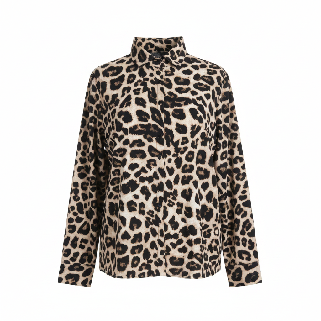 Zara Women's Leopard Print Button-Down Shirt