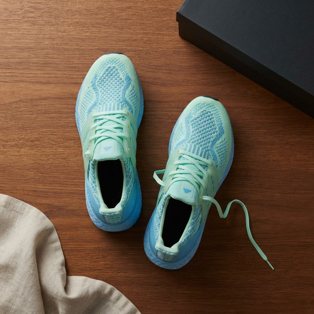 adidas Cyan Knit Performance Running Sneakers