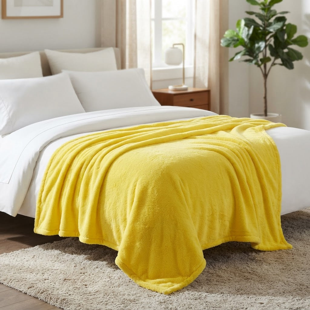 Vibrant Yellow Ultra-Soft Fleece Throw Blanket