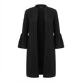Women's Black Open-Front Abaya with Bell Sleeves