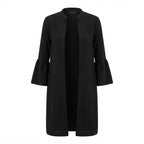 Women's Black Open-Front Abaya with Bell Sleeves