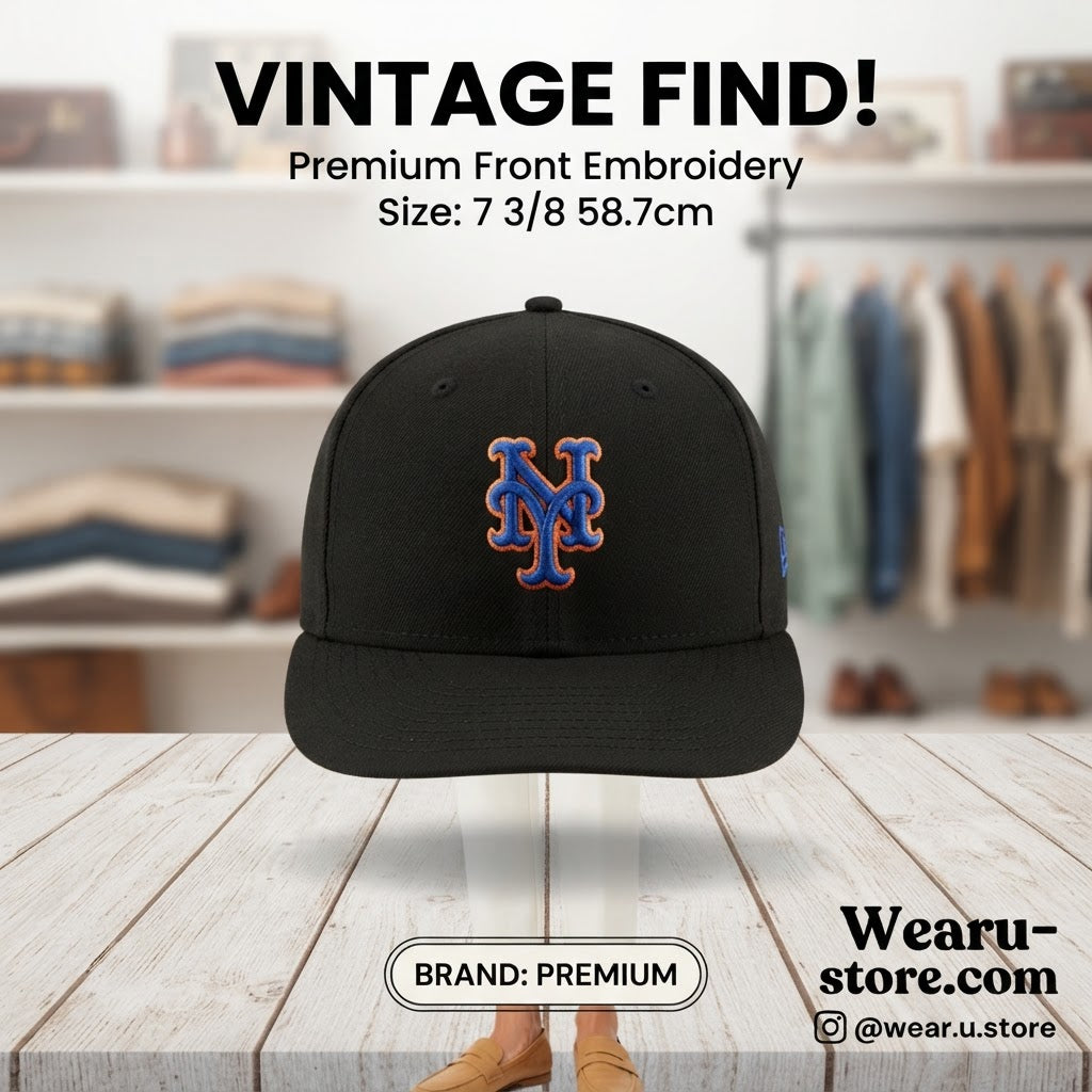 New Era Black NY Mets MLB Flat Brim Baseball Cap