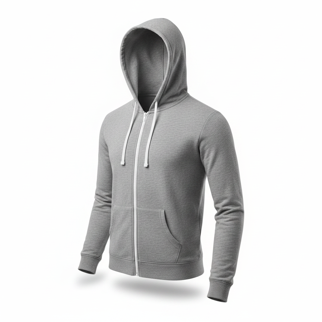 Men's Heather Grey Zip-Up Hoodie - Premium Pre-owned