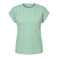 esmara Women's Light Green T-Shirt with Floral Eyelet Yoke