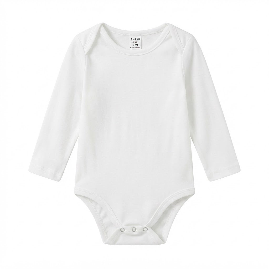SHEIN SHEIN White Long-Sleeve Baby Bodysuit with Snap Closur