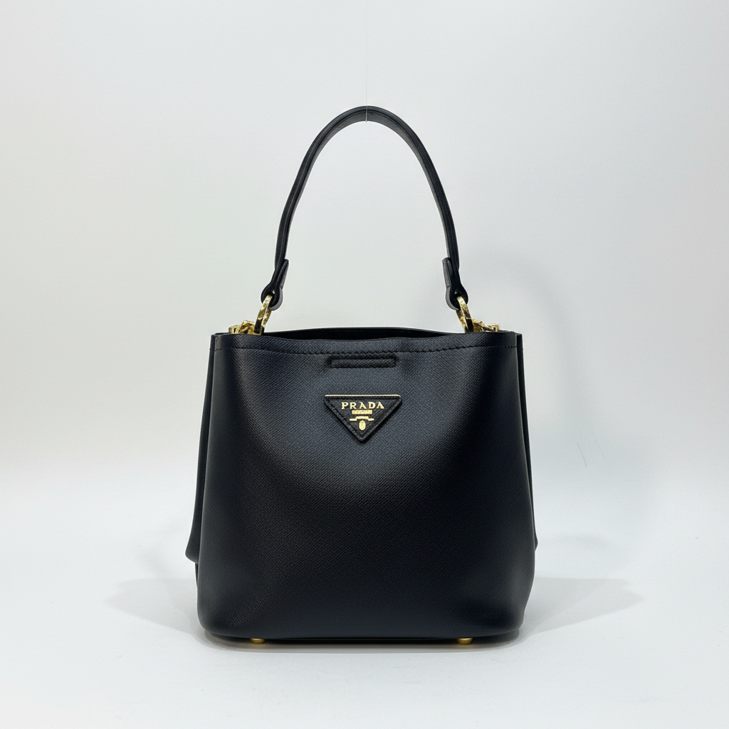 Prada Black Saffiano Leather Bucket Bag