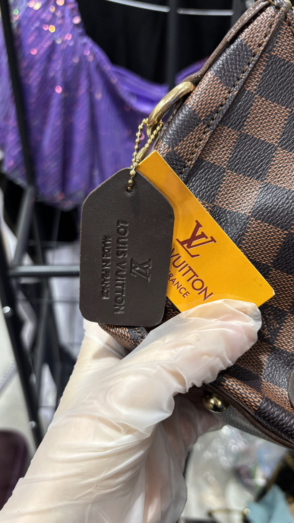 LOUIS VUITTON MADE IN FRANCE Classic Brown Checkered Pochett
