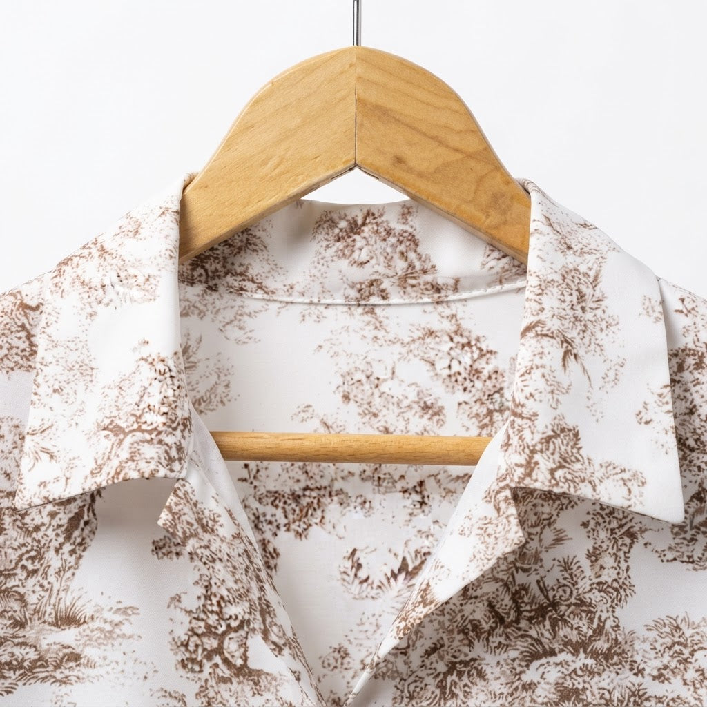 Women's White and white Toile Print Kimono Abaya Robe
