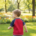 dymples. Kids Red and Navy Racing Graphic Raglan T-Shirt