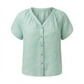 GAP Women's Mint Green Relaxed Linen Button-Down Blouse