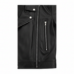 Women's Black Leather Straight Leg Pants with Zippers