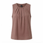 SHEIN Mauve Brown Sleeveless Pintuck Relaxed Blouse