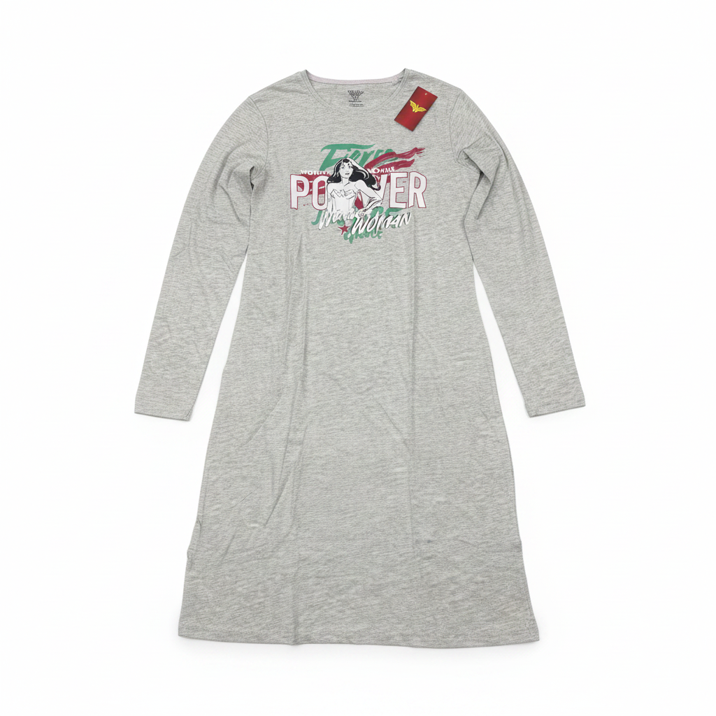 Wonder Woman Grey Heather Long Sleeve T-Shirt Dress