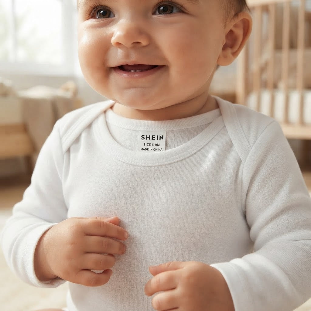 SHEIN SHEIN White Long-Sleeve Baby Bodysuit with Snap Closur
