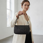 COACH NEW YORK Black Embossed Patent Leather Shoulder Bag