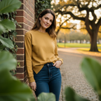 H&M Divided Women's Mustard Yellow Fleece Sweatshirt