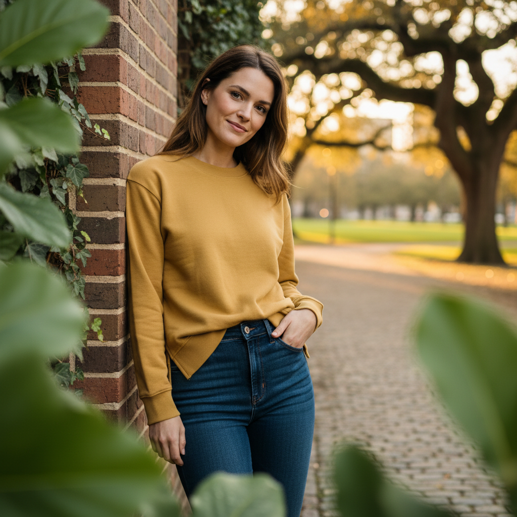 H&M Divided Women's Mustard Yellow Fleece Sweatshirt