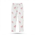 SHEIN White Ankle Leggings with Pink Kawaii Heart Print