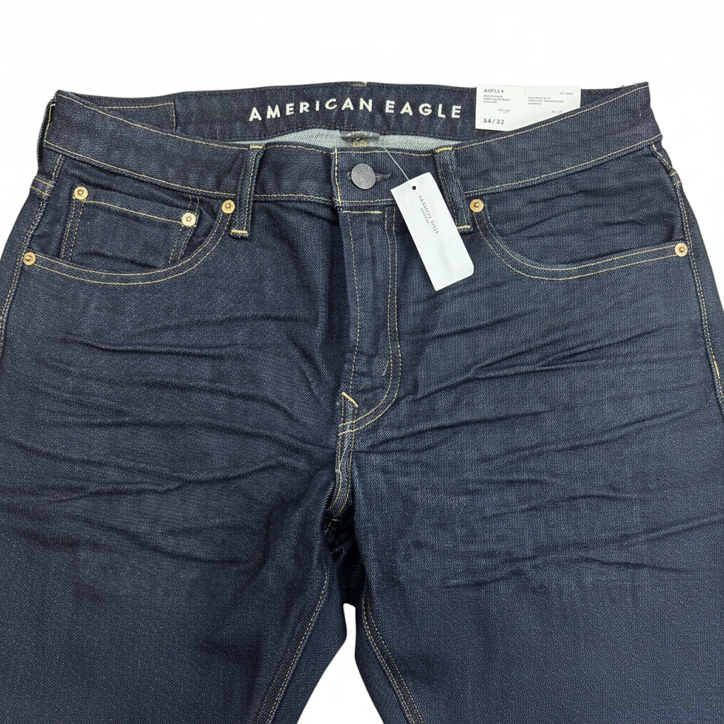American Eagle Men's Airflex+ Slim Straight Jeans Dark Wash