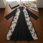 UNIQUE ABAYA Unique Abaya Black & Gold Floral Jacquard Open-
