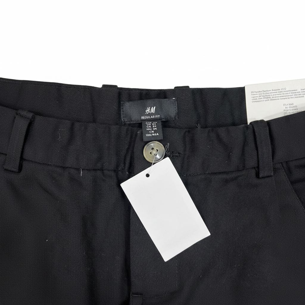 H&M Men's Classic Black Straight-Leg Chino Trousers