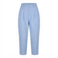 Women's Light Blue High-Waisted Pleated Trousers