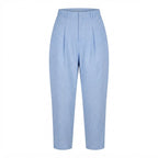Women's Light Blue High-Waisted Pleated Trousers