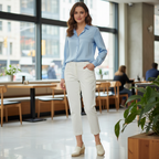 Marks & Spencer White Slim Cropped High Rise Trousers
