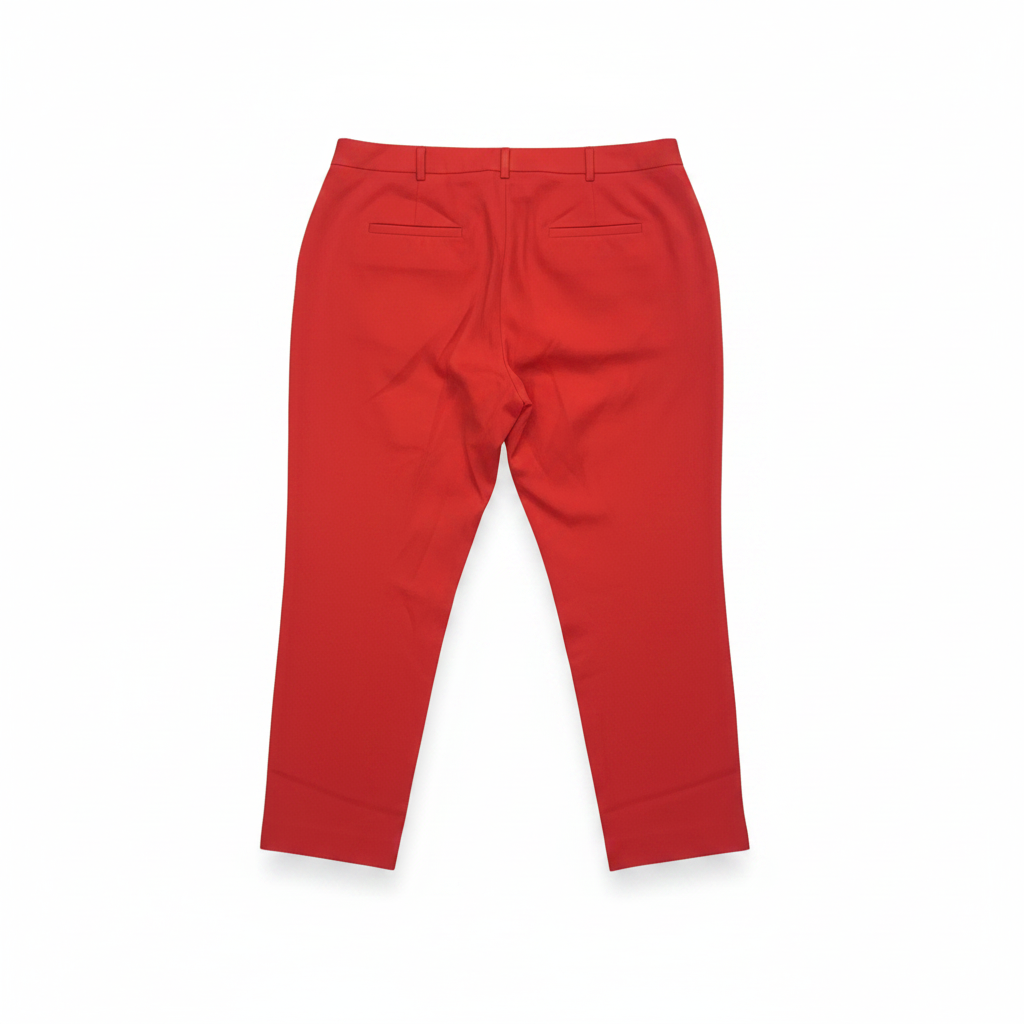 ZARA Women's Red High-Waisted Belted Tapered Trousers