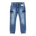 Men's Livergy Blue Acid Wash Denim Cargo Joggers
