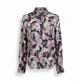 Women's Purple Floral Long Sleeve Button-Up Blouse