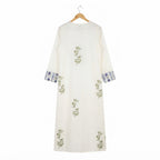 Women's White Embroidewhite Longline Kimono Abaya Robe