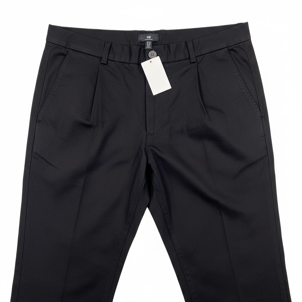 H&M Men's Classic Black Straight-Leg Chino Trousers