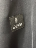 Private Black Embroidered Open-Front Abaya with Scalloped Sl