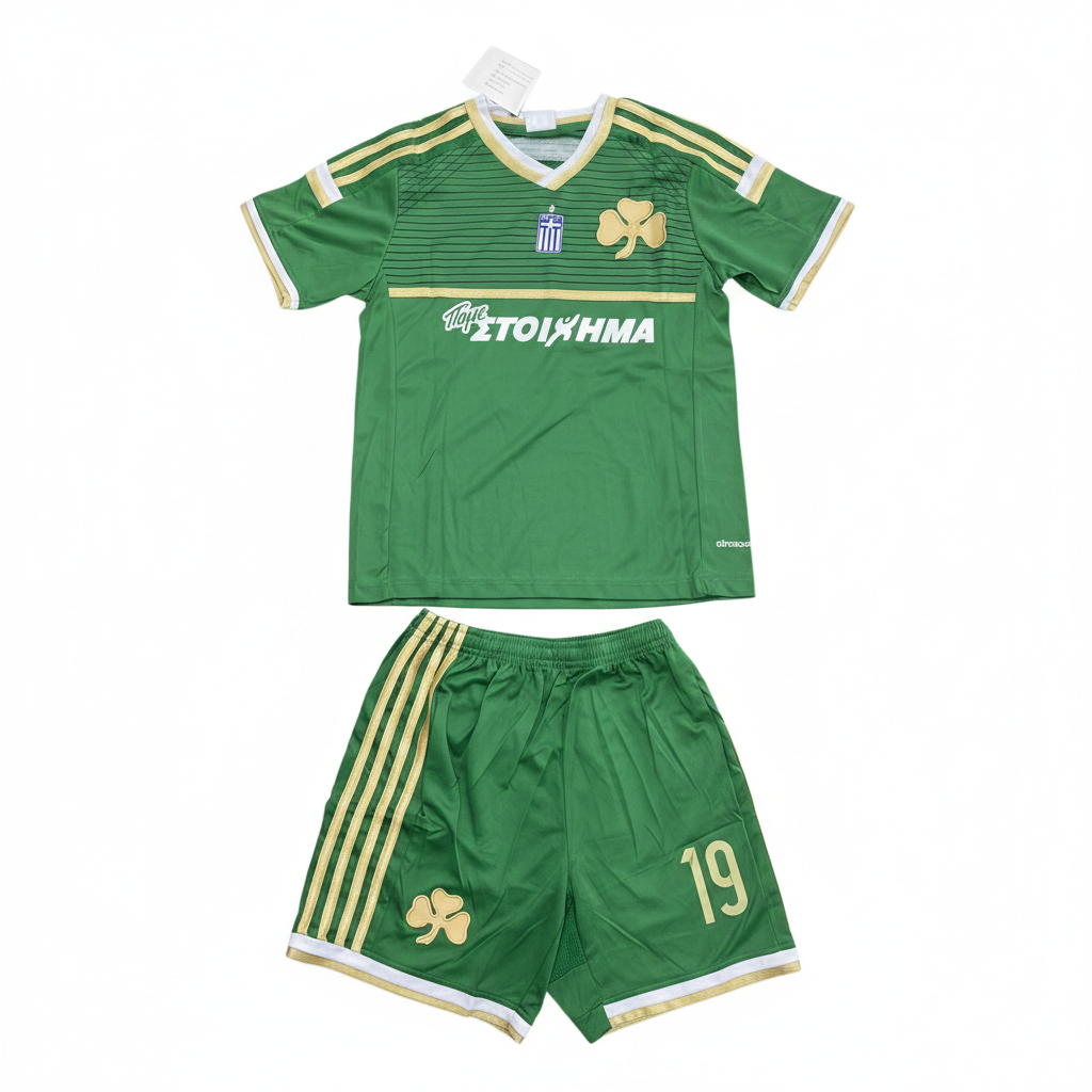 Kids Green Panathinaikos Style Football Kit Jersey & Shorts