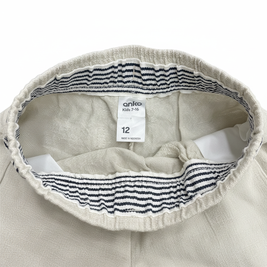 Anko Kids Size 12 Oatmeal Linen Blend Drawstring Shorts