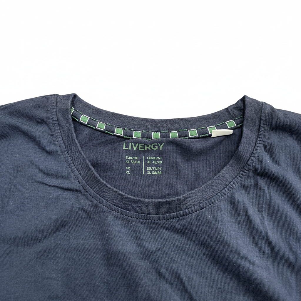 Livergy Men's Navy Blue Long Sleeve Cotton T-Shirt - XL