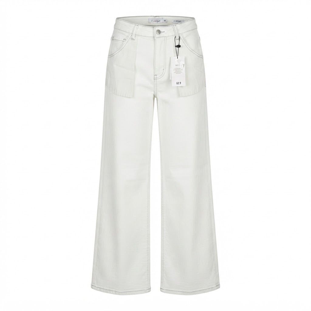 Conbipel Conbipel White Wide-Leg Stretch Denim Trousers - Si