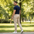 Reebok CLASSIC Men's Slim-Straight Beige Chino Trousers