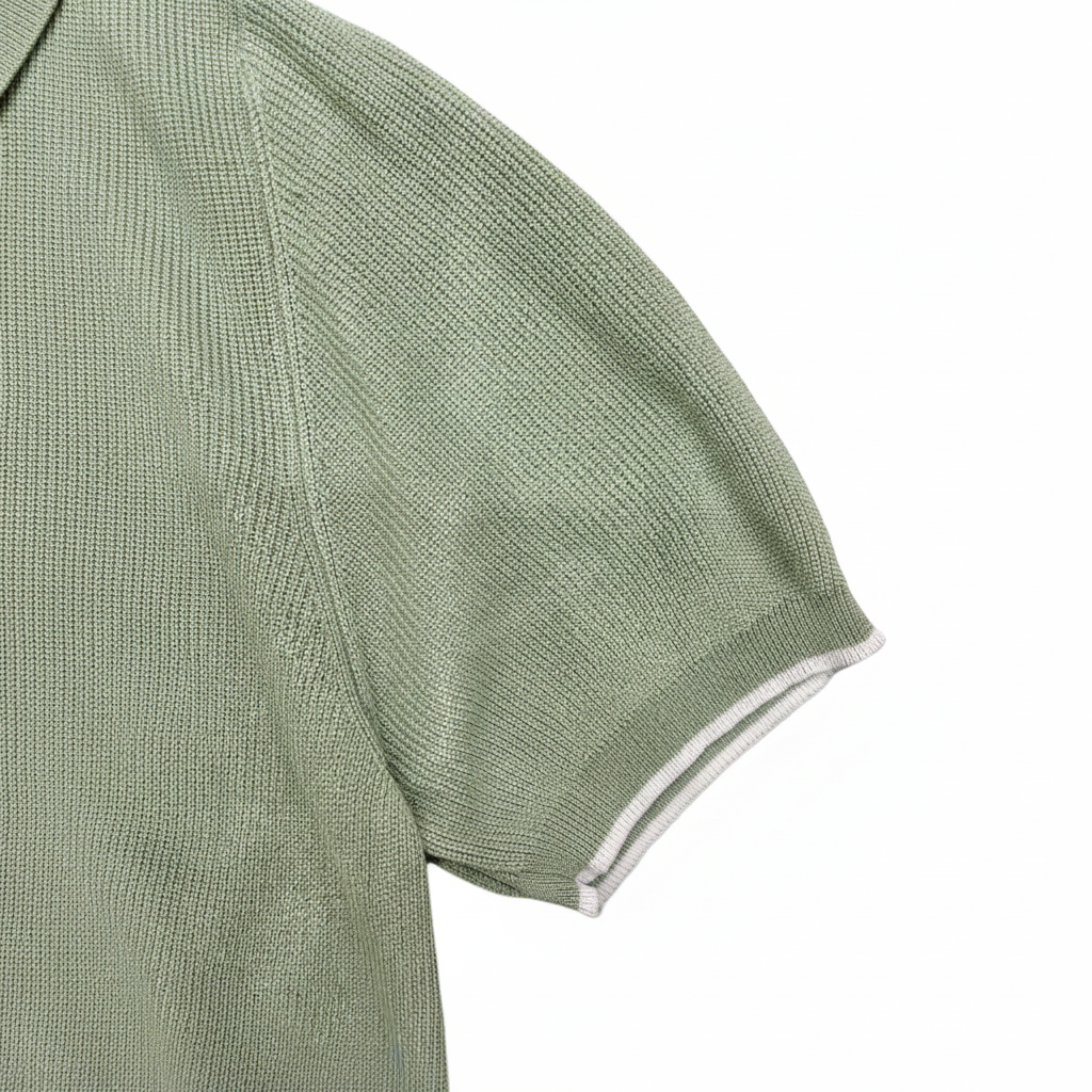 Marrakech Knitting Men's Green Knitted Polo Shirt - Size S