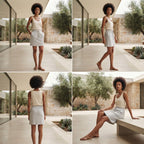 Light Grey Heather Drawstring Jersey Mini Skirt