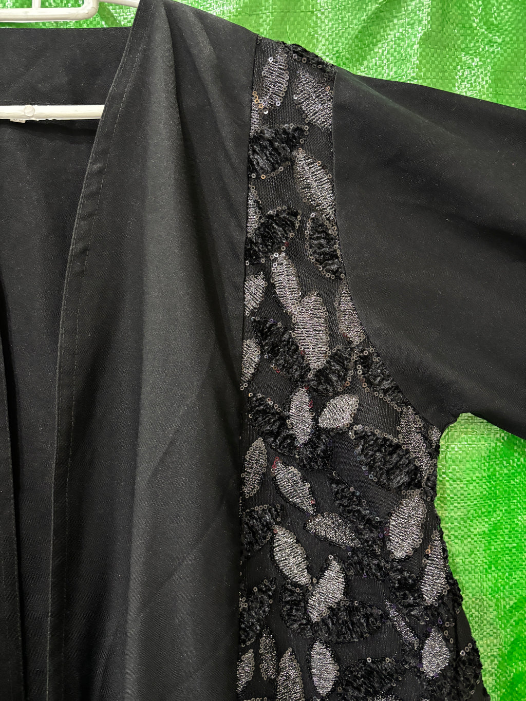 Black Embellished Long-Sleeve Formal Abaya Dress
